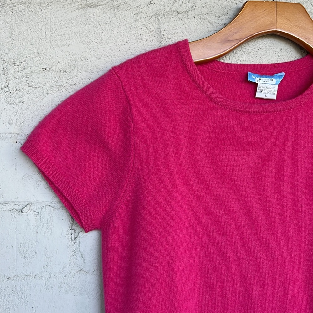 White + Warren Pink Crew Neck Sweater - Picture 3 of 6